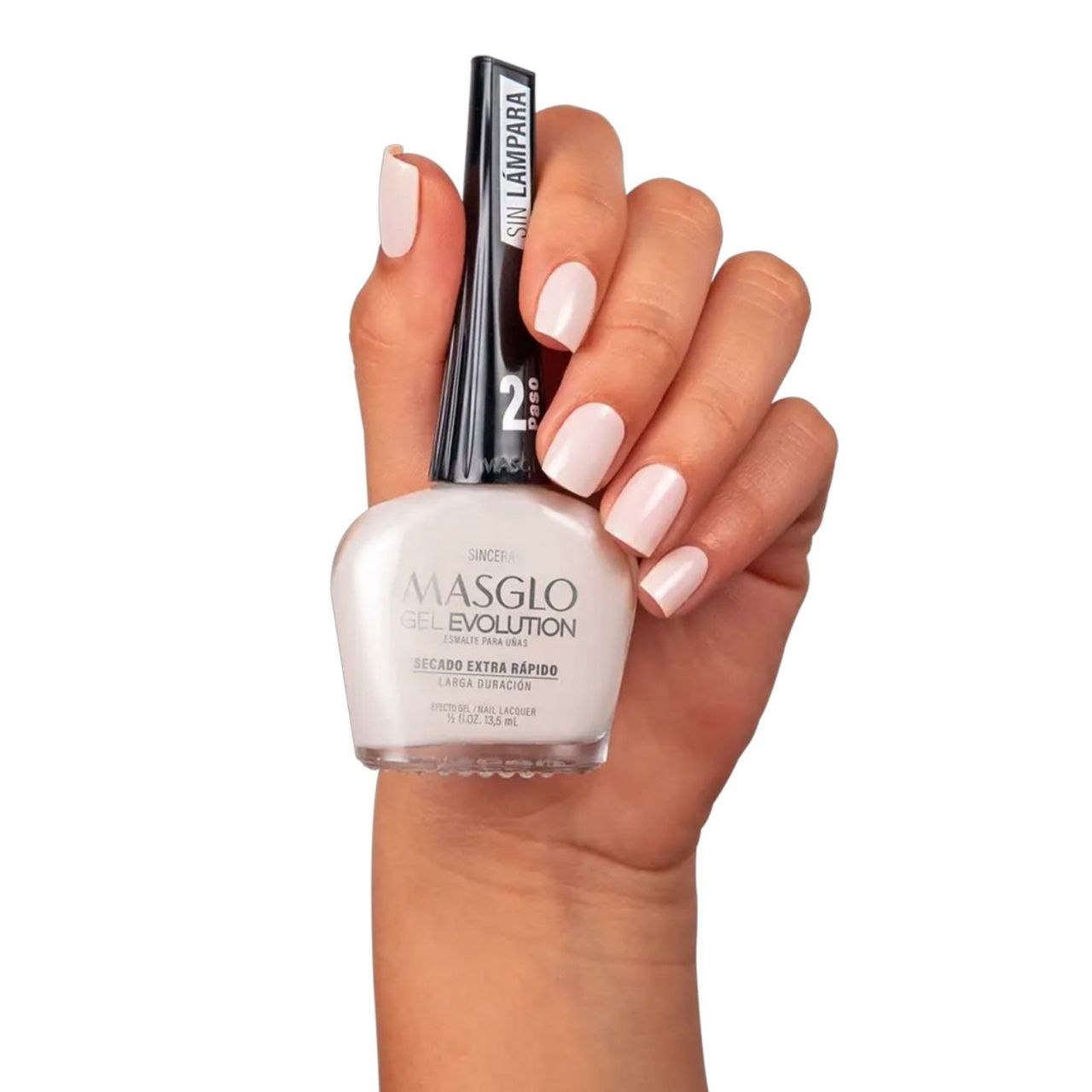 ESMALTE PARA UÑAS DE SECADO RAPIDO COLOR BLANCO PERLA SUAVE SINCERA GEL EVOLUTION MASGLO 13.5ML