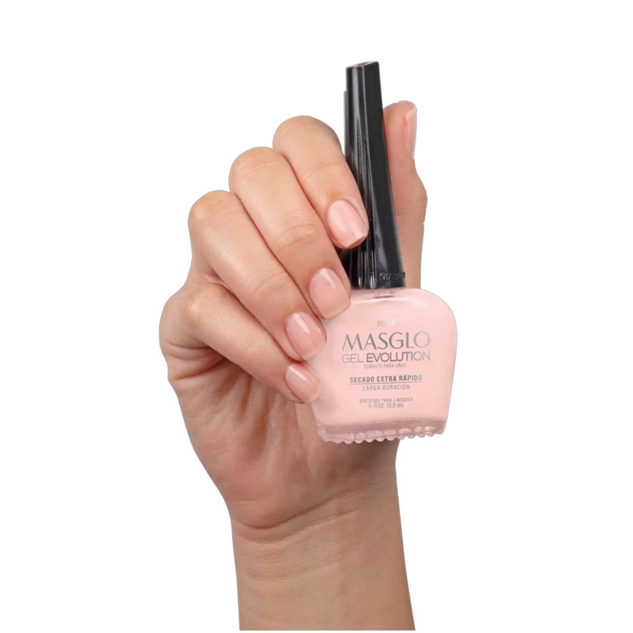 ESMALTE PARA UÑAS DE SECADO RAPIDO COLOR NUDE ROSADO CLARO BELLA GEL EVOLUTION MASGLO 13.5ML