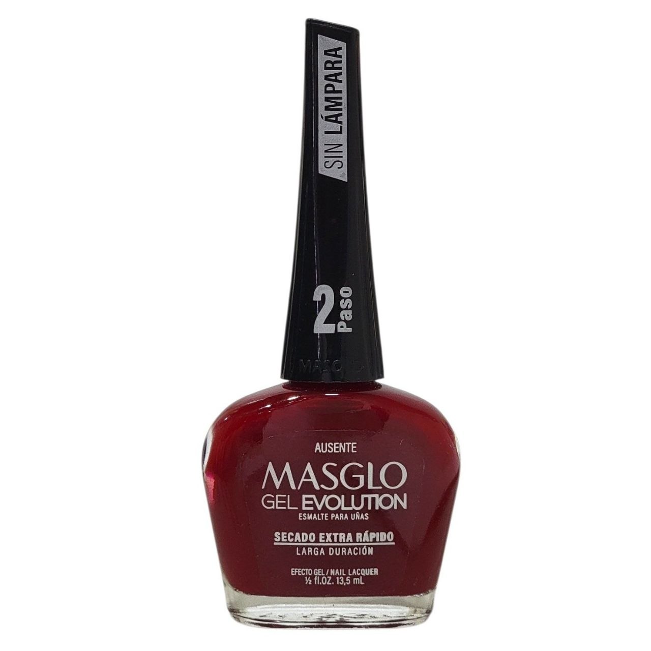 ESMALTE PARA UÑAS DE SECADO RAPIDO COLOR ROJO VINO AUSENTE GEL EVOLUTION MASGLO 13.5ML