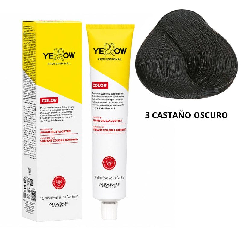 TINTE PERMANENTE PARA EL CABELLO CON ACEITE DE ARGAN Y ALOETRIX TONO 3 CASTAÑO OSCURO ALFAPARF 100ML