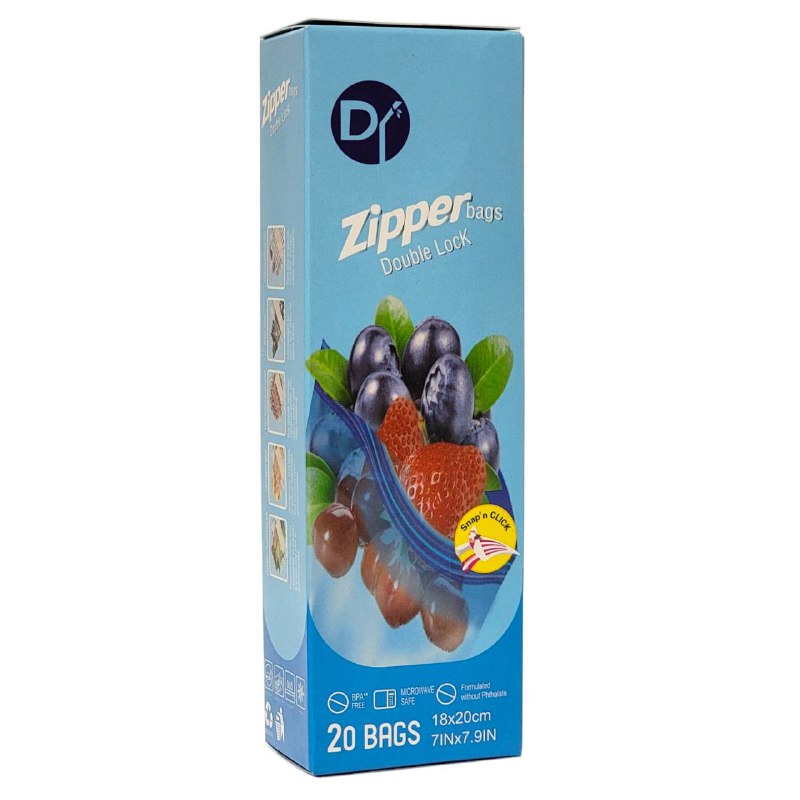BOLSA ZIPLOC PARA ALIMENTOS CON CIERRE HERMETICO CON DISEÑOS DECORATIVOS Y ESPACIOS PARA ESCRIBIR 20UND D ZIPPER BAGS 18X20CM