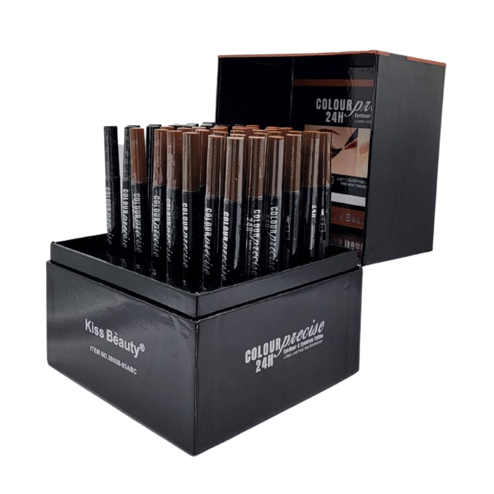 LAPIZ DELINEADOR 2 EN 1 DELINEADOR DE OJOS Y TATUAJE DE CEJAS KISS BEAUTY (DUPE DE RIMMEL)
