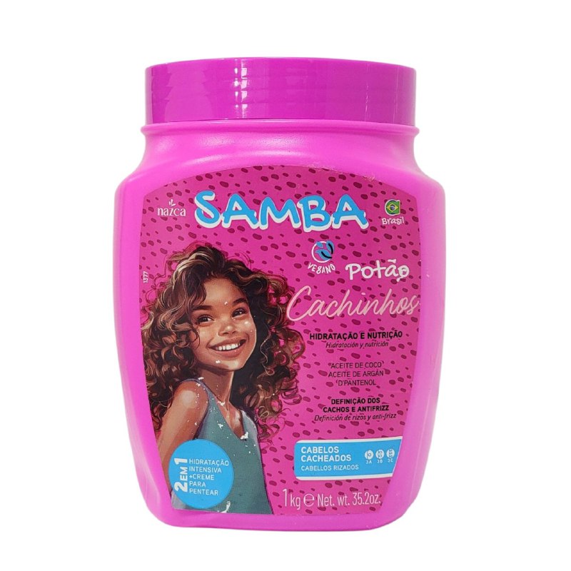 CREMA PARA PEINAR 2 EN 1 DE ACEITE DE COCO Y ARGAN HIDRATANTE DEFINE RIZOS NAZCA SAMBA 1KG