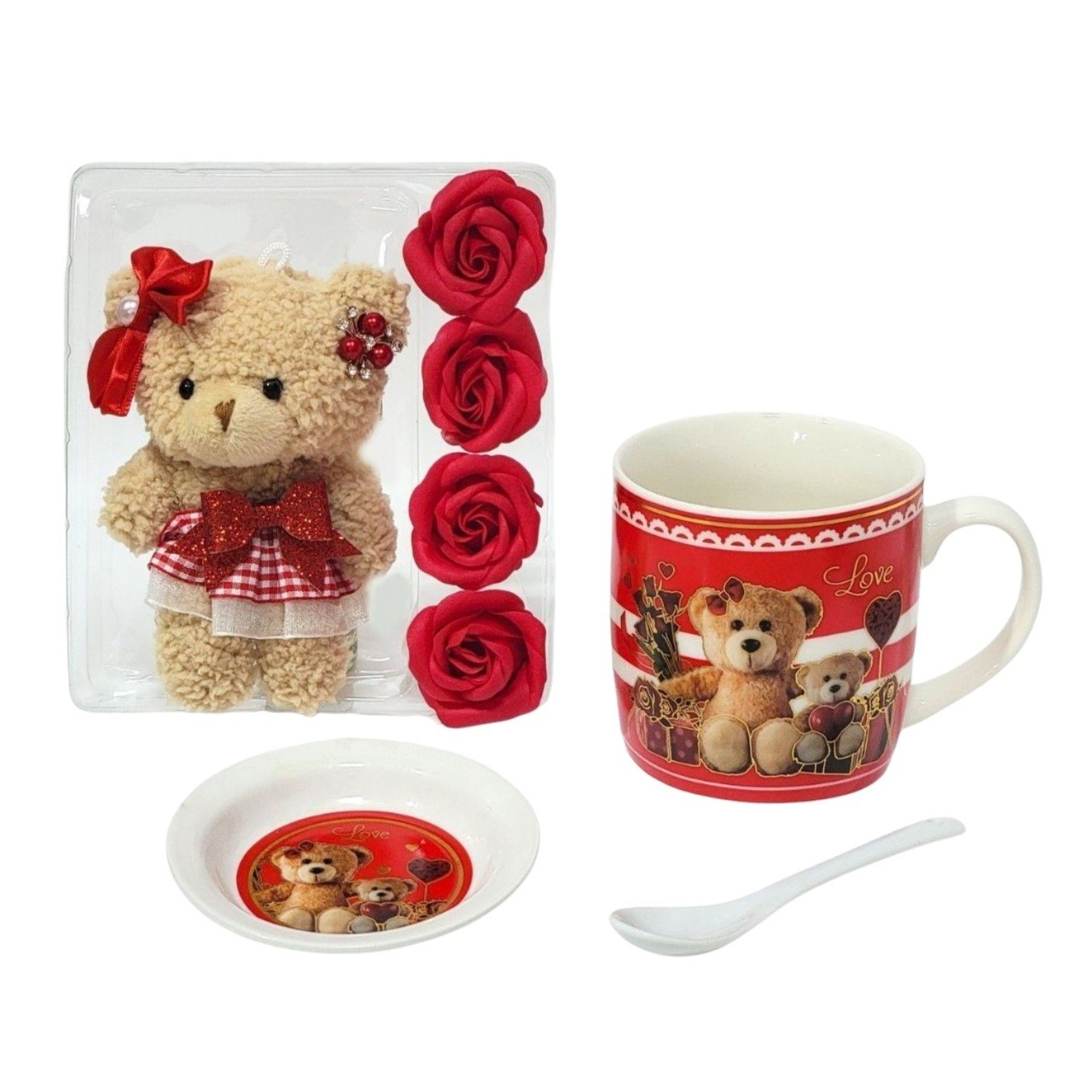 SET DE TAZA DE REGALO DE DIA DE LA MADRE CON OSO DE PELUCHE 4PCS BENELI HOME