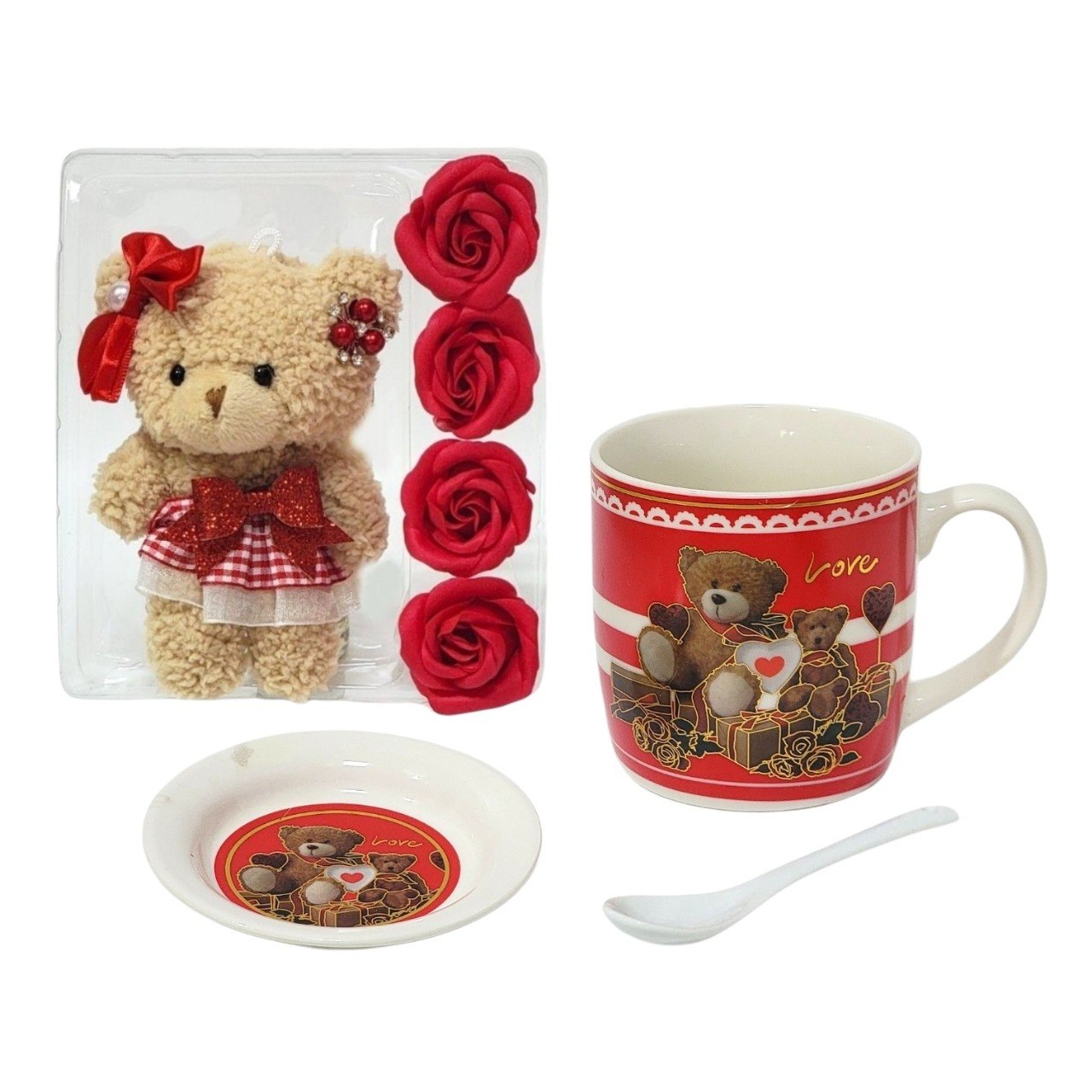 SET DE TAZA DE REGALO DE DIA DE LA MADRE CON OSO DE PELUCHE 4PCS BENELI HOME