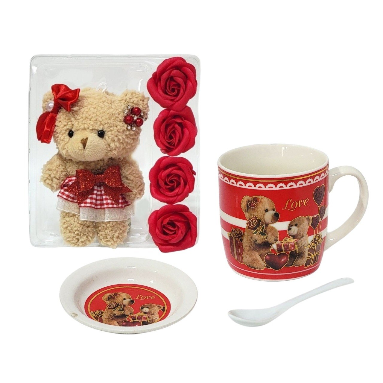 SET DE TAZA DE REGALO DE DIA DE LA MADRE CON OSO DE PELUCHE 4PCS BENELI HOME