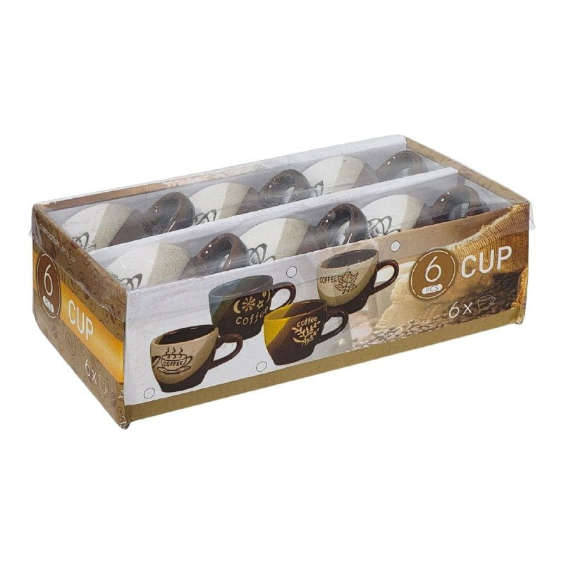 JUEGO DE TAZAS DE CERAMICA CON DISEÑO ARTISTICO DE CAFE 6PCS