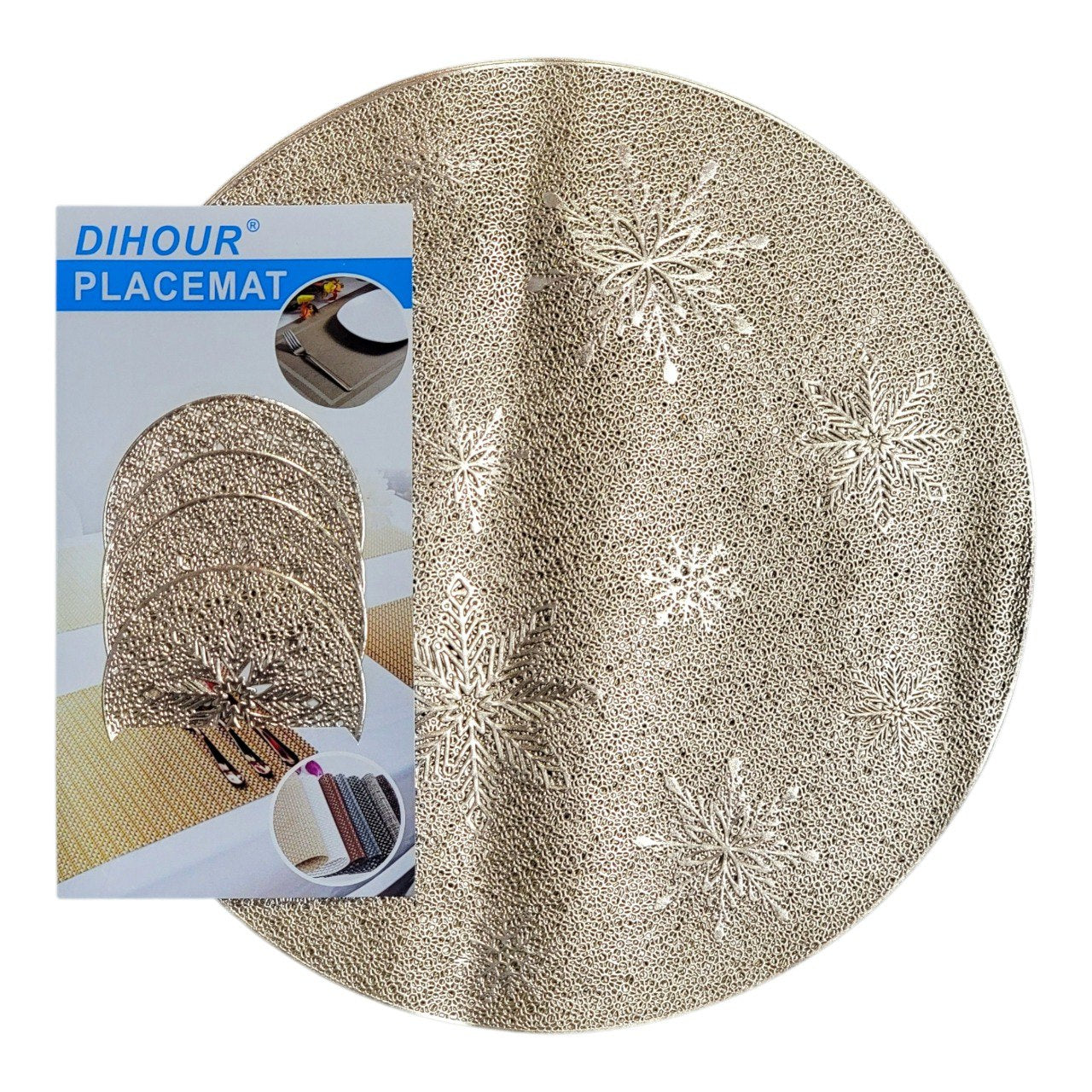 SET DE MANTELES CIRCULARES PARA PLATOS Y VASOS DE MESA 8PCS DIHOUR 38CM