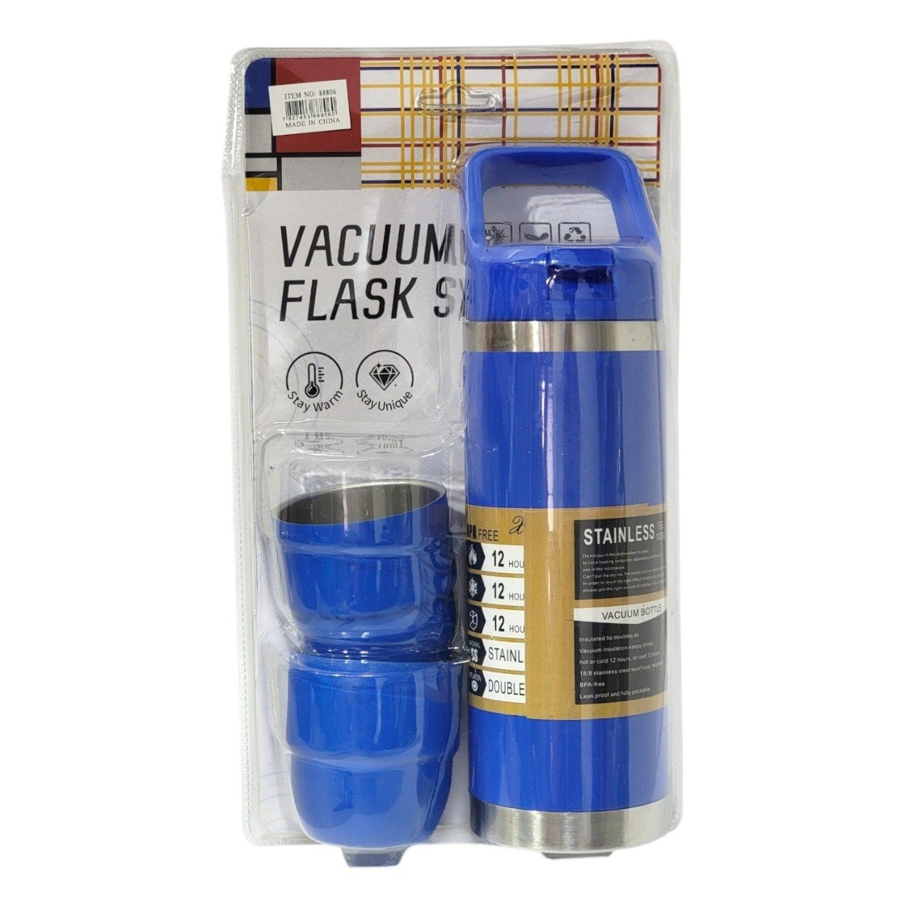 SET DE TERMO Y TAZAS DE VIAJE DE ACERO INOXIDABLE 3PCS 500ML