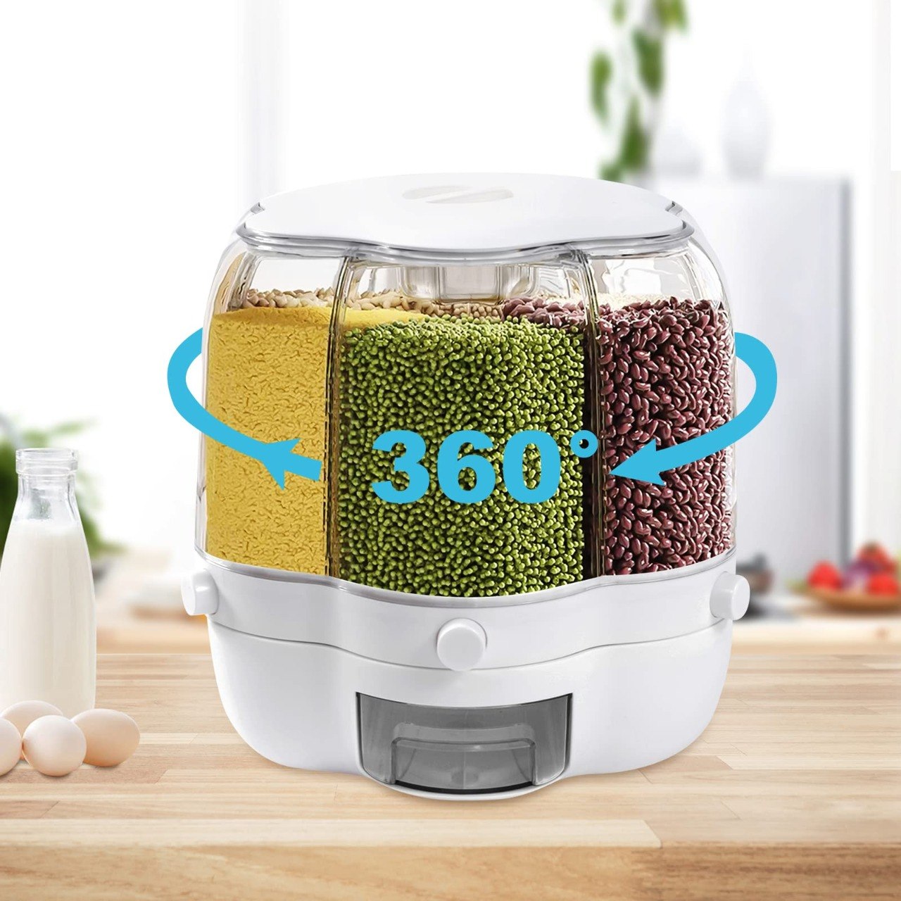 DISPENSADOR ORGANIZADOR DE GRANOS Y CEREALES GIRATORIO 7L 25X28X26CM