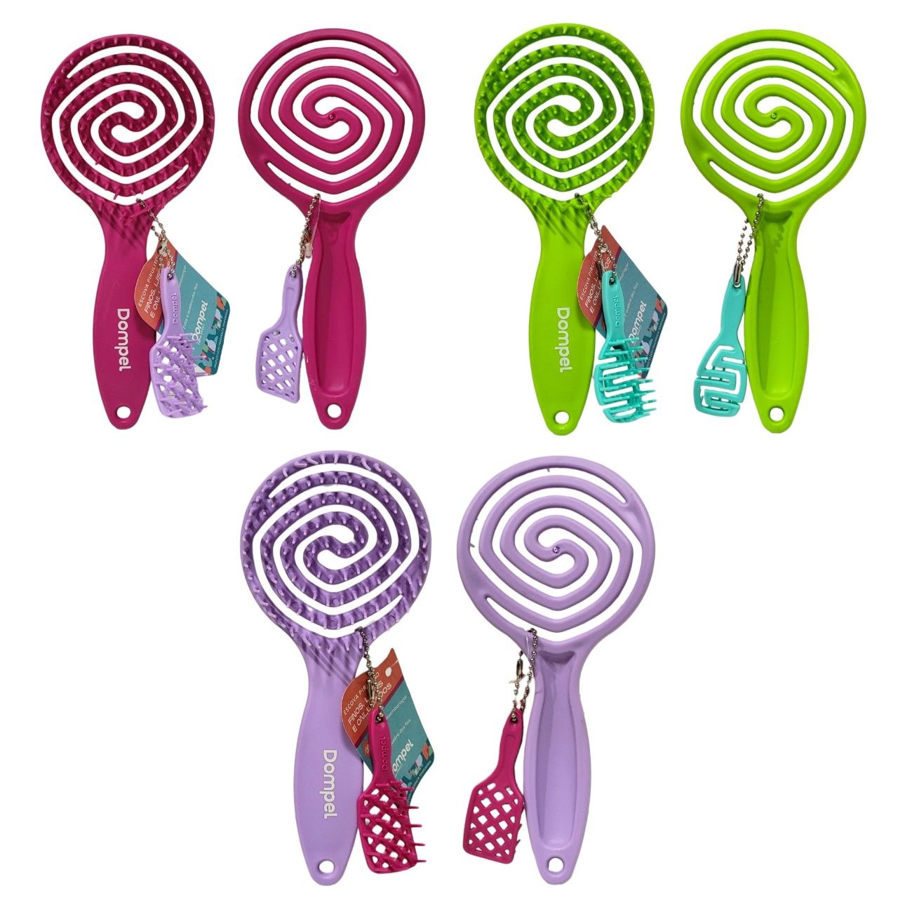 CEPILLO PARA EL CABELLO DESENREDANTE CON DISEÑO ESPIRAL CON FRAGANCIA Y ACCESORIO DOMPEL