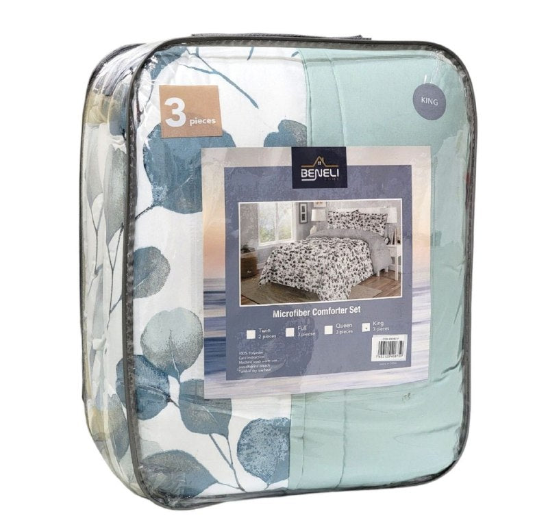 JUEGO DE EDREDON REVERSIBLE DE TAMAÑO KING DE 3PCS BENELI HOME