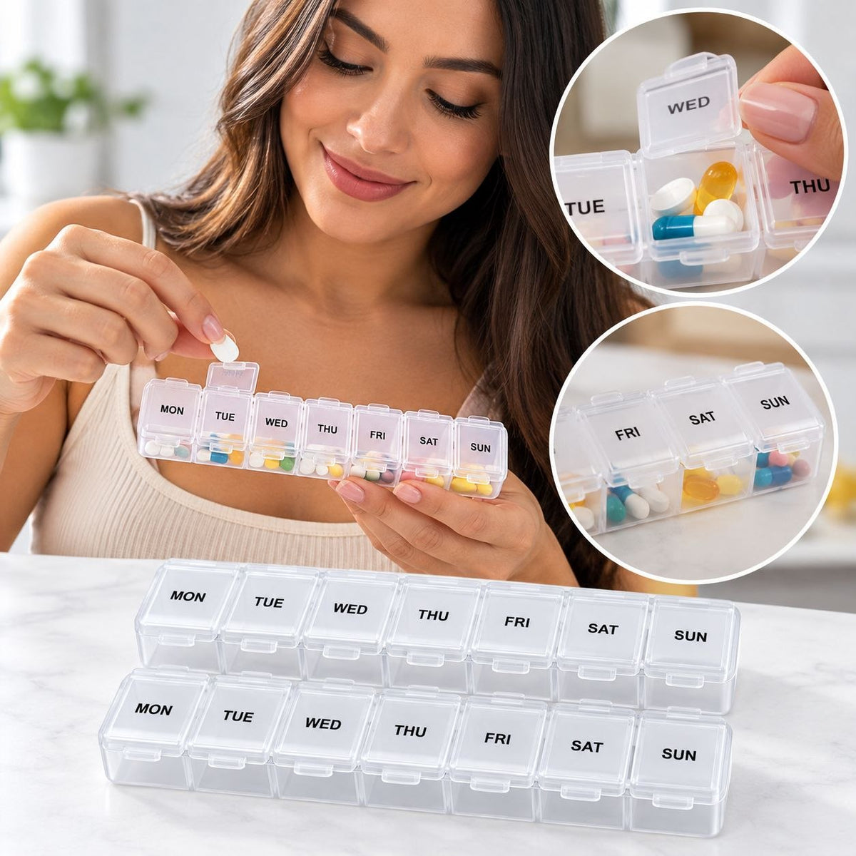 SET DE PASTILLEROS SEMANALES WISH BY CLICK 2PCS / 14 COMPARTIMENTOS
