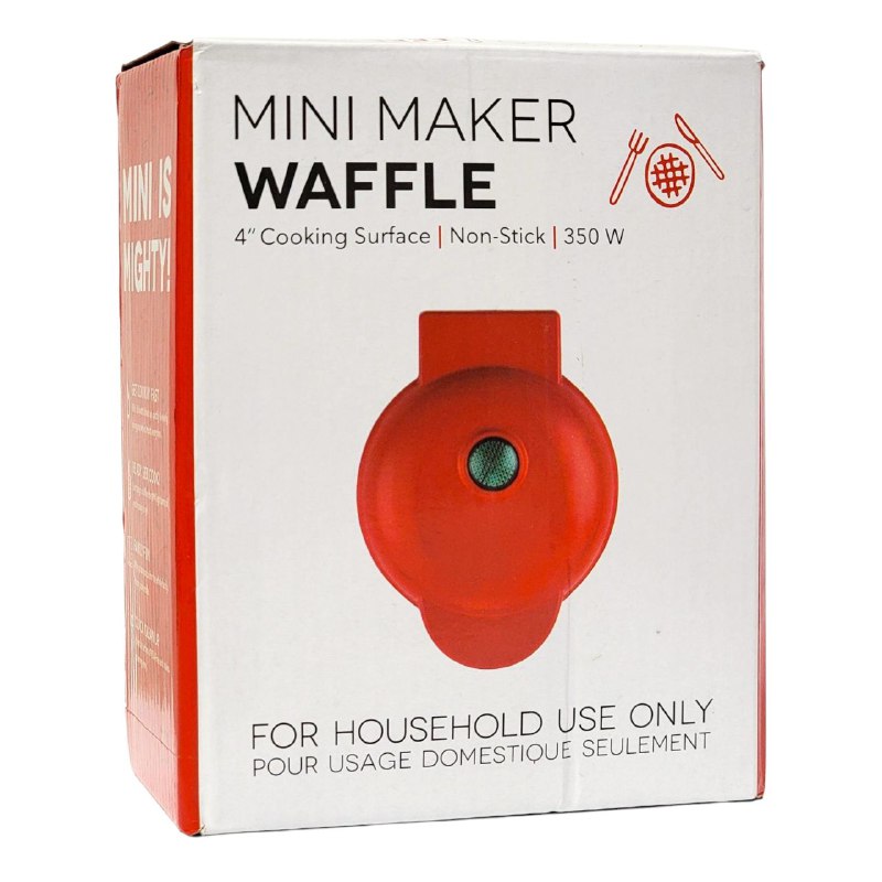 MAQUINA WAFFLERA, MINI MAQUINA ELECTRICA PARA HACER WAFFLES 350W, ANTIADHERENTE 10CM, LIMPIEZA FACIL MINI MAKER