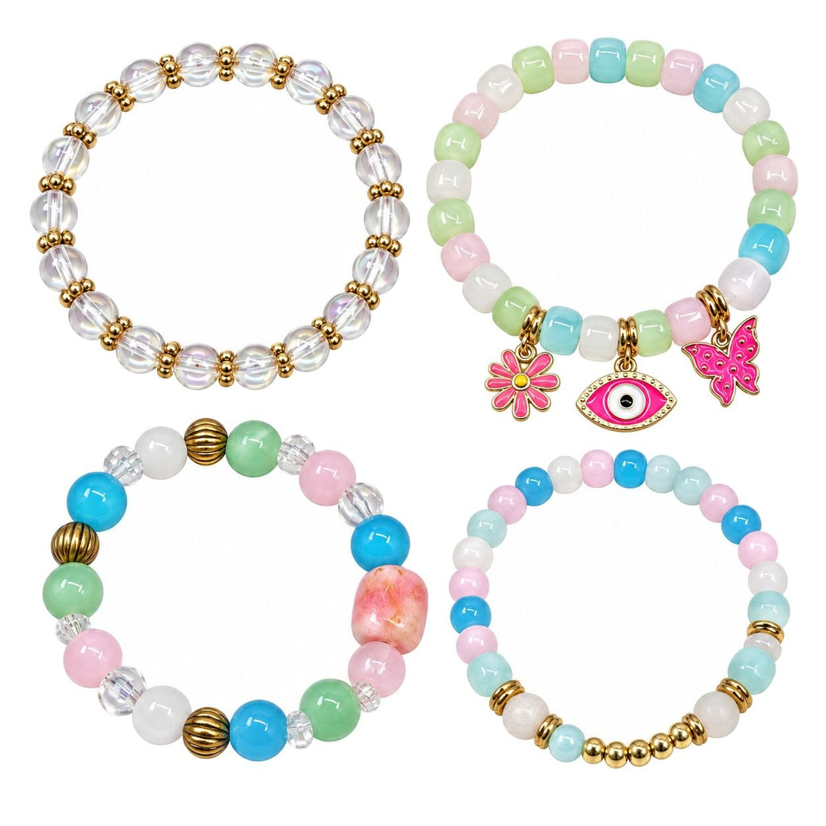 SET DE 4 PULCERAS AJUSTABLES DE ENCHAPE PARA DAMA