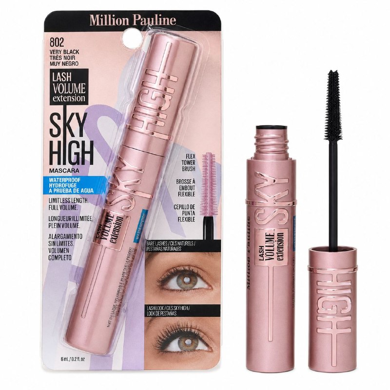 RIMEL LIQUIDO IMPERMEABLE ALARGADOR Y VOLUMIZADOR MILLION PAULINE 6ML (DUPE MAYBELLINE)