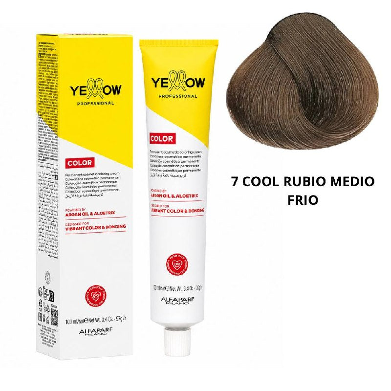 TINTE PERMANENTE PARA EL CABELLO CON ACEITE DE ARGAN Y ALOETRIX TONO 7 COOL RUBIO MEDIO FRIO ALFAPARF 100ML