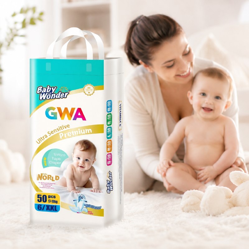 PAÑALES PARA NIÑOS PREMIUM CON TECNOLOGIA ABSORBENTE GWA 50UND TALLA 6/XXL DE 17-19KG