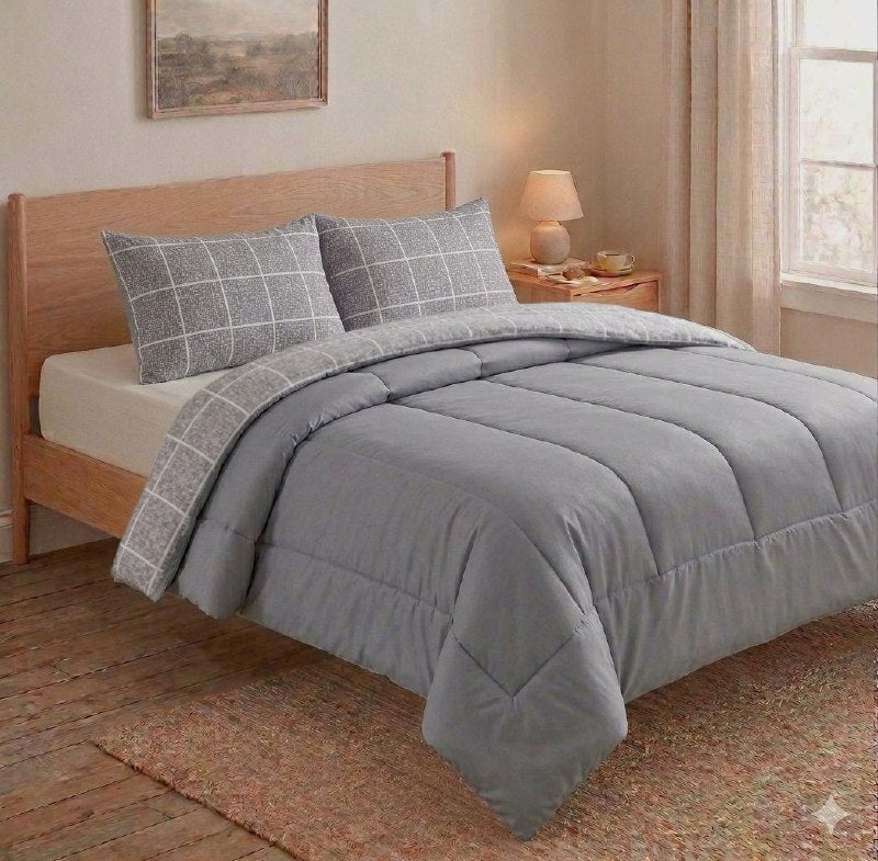 JUEGO DE EDREDON REVERSIBLE DE TAMAÑO KING DE 3PCS BENELI HOME