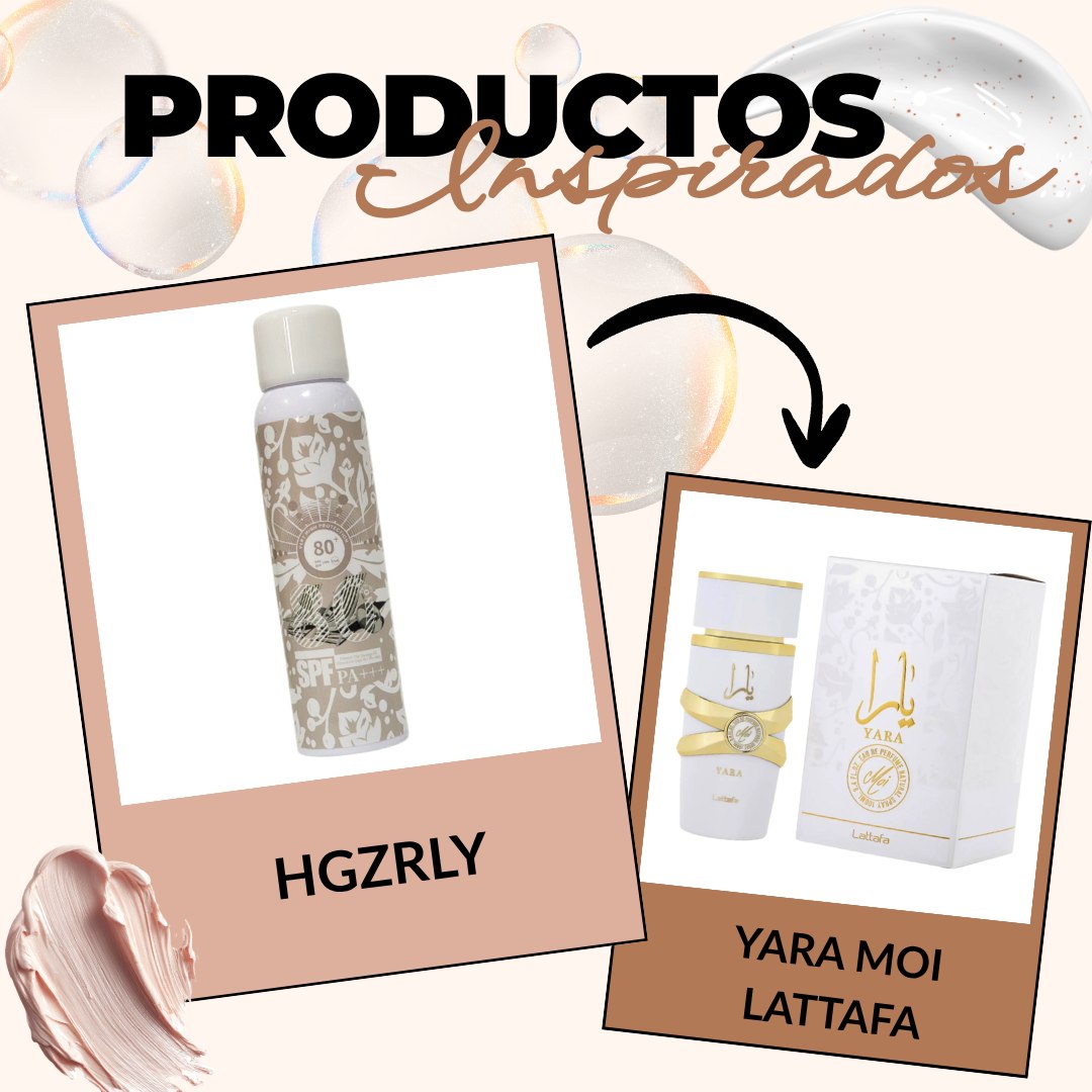 PROTECTOR SOLAR EN SPRAY BLANQUEADOR SPF80 HGZRLY DUPE DE LATTAFA YARA MOI