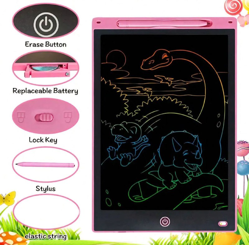 PIZARRA MAGICA TABLET DE DIBUJO O ESCRITURA PARA NIÑOS Y NIÑAS PIZARRON MAGICO MULTICOLOR, JUGUETE EDUCATIVO, BLOQUEA EL CONTENIDO, 8.5 TAMAÑO, 5 COLORES DISPONIBLES LCD PANEL