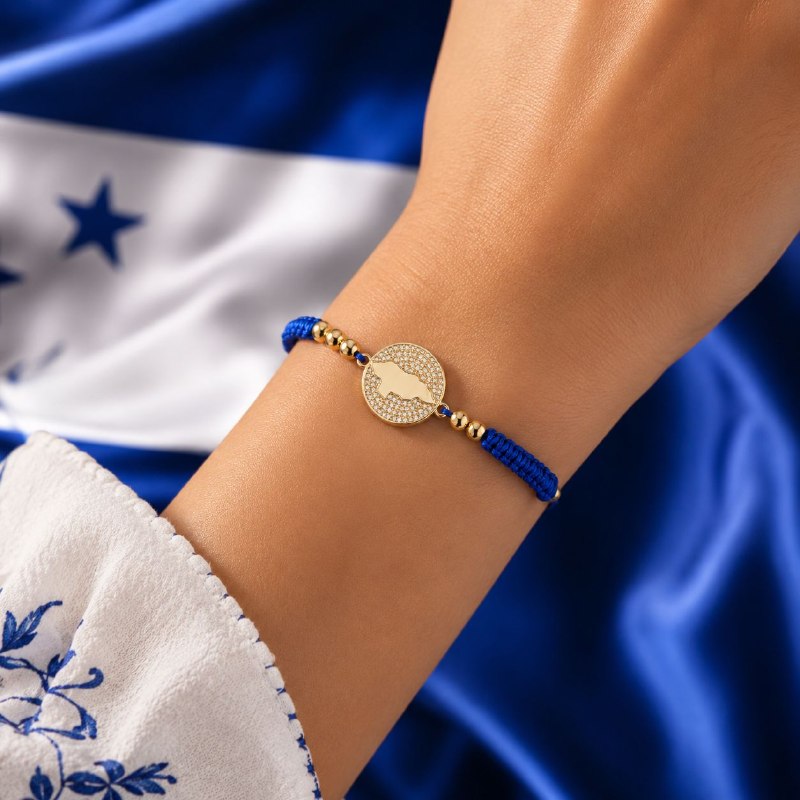 PULSERA DE ENCHAPE ELASTICA PARA DAMA CON DISEÑO DE HONDURAS