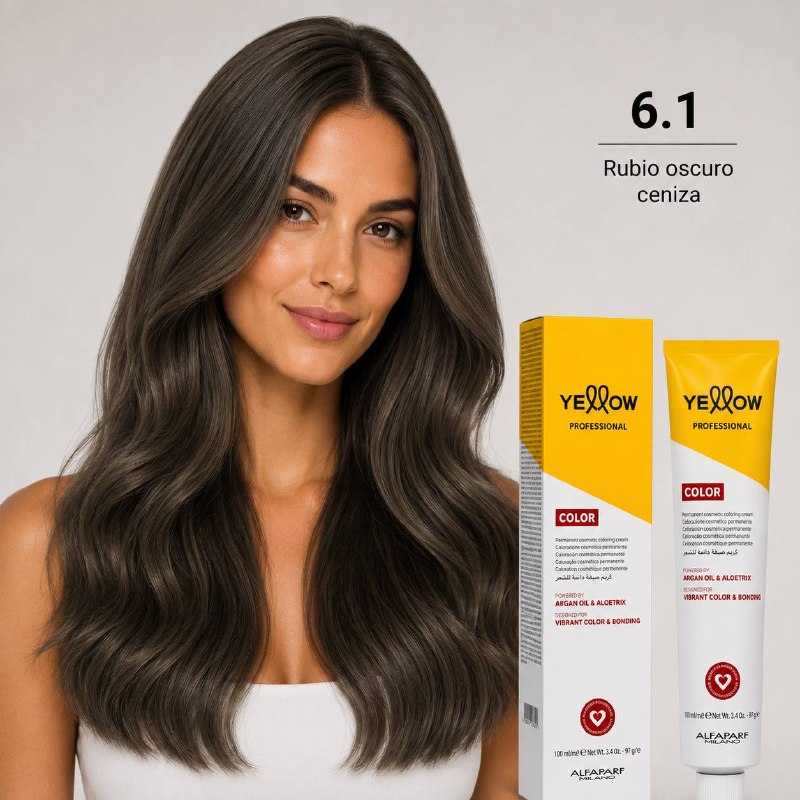 TINTE PERMANENTE PARA EL CABELLO CON ACEITE DE ARGAN Y ALOETRIX TONO 6.1 RUBIO OSCURO CENIZA ALFAPARF 100ML