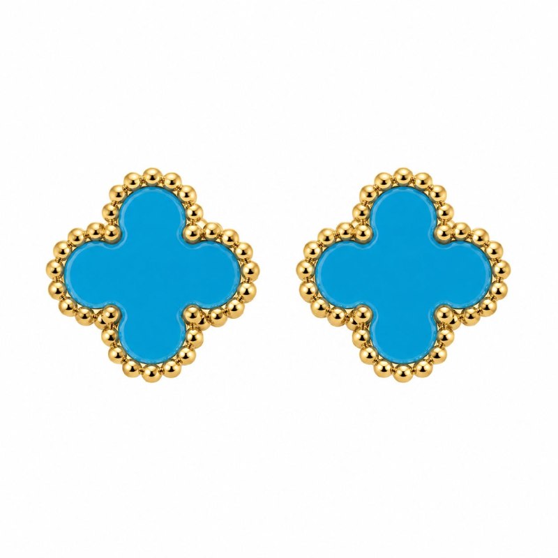 ARITOS DE ENCHAPE PARA DAMA CON DISEÑO DE FLOR 1CM (DUPE DE VAN CLEEF)