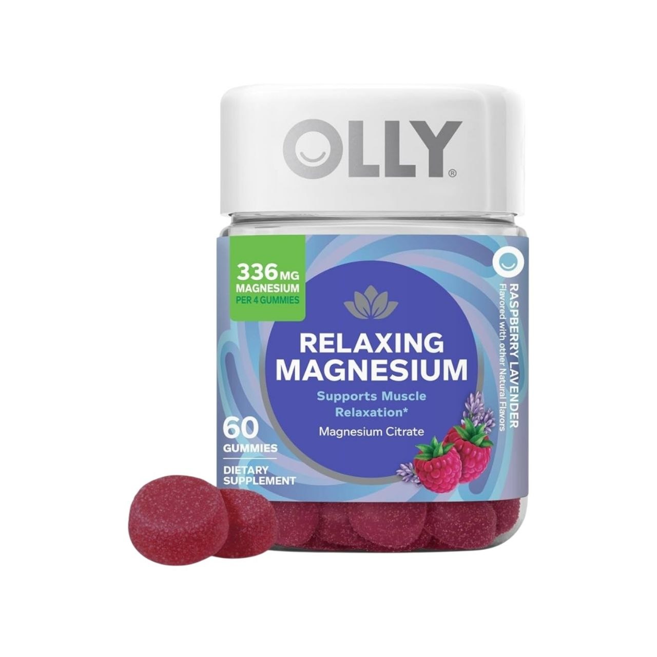 VITAMINAS EN GOMITAS GOMITAS DE CITRATO DE MAGNESIO RELAJANTE SABOR FRAMBUESA Y LAVANDA OLLY RELAXING MAGNESIUM GUMMIES 60 GOMITAS