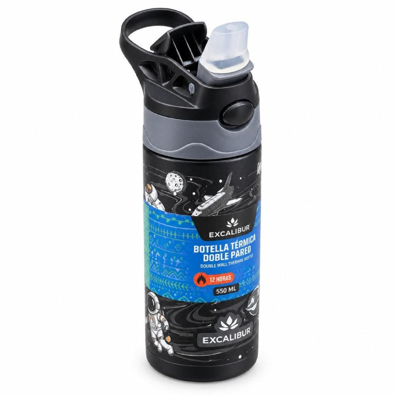BOTELLA TERMICA DE DOBLE PARED CON ASA PARA NIÑOS EXCALIBUR 350ML