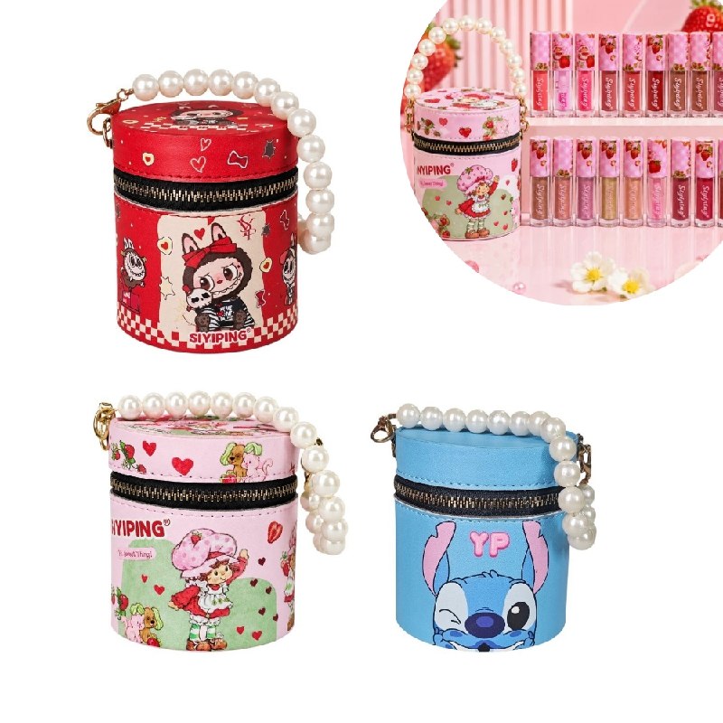 ESTUCHE DE LABIALES LÍQUIDOS ROSITA FRESITA, STITCH Y LABUBU SIYIPING EDICIÓN COLECCIONABLE 20 TONOS