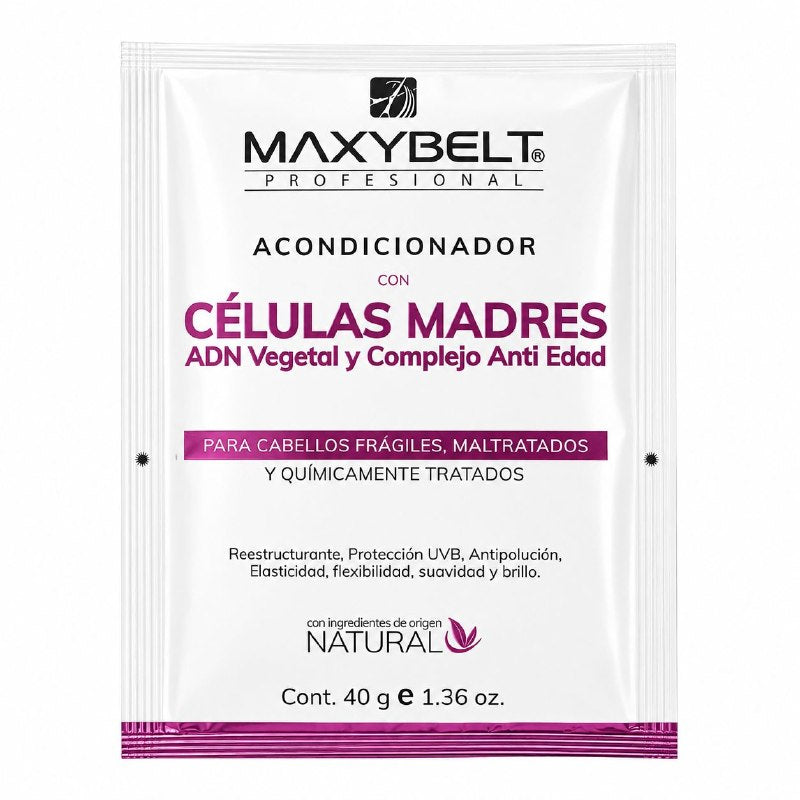 ACONDICIONADOR PROFESSIONAL REESTRUCTURANTE Y FORTIFICANTE CON CELULAS MADRE, ADN VEGETAL Y COMPLEJO ANTIEDAD MAXYBELT PROFESSIONAL 40G