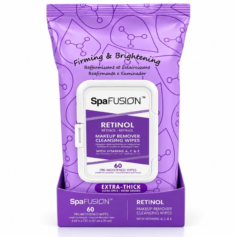 TOALLITAS HUMEDAS FACIALES DESMAQUILLANTES Y LIMPIADORAS CON RETINOL SPA FUSION 60UND