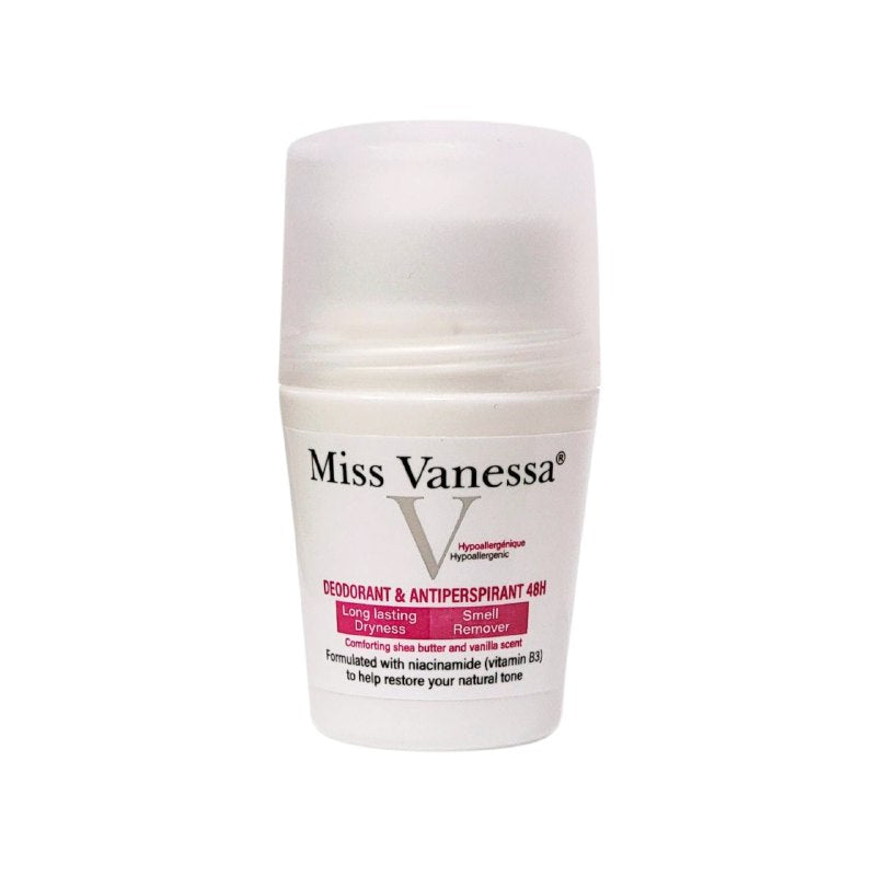 DESODORANTE PARA MUJERES ANTITRANSPIRANTE DE 48H OLOR A KARITE Y VAINILLA MISS VANESA 50ML DUPE DE VICHY