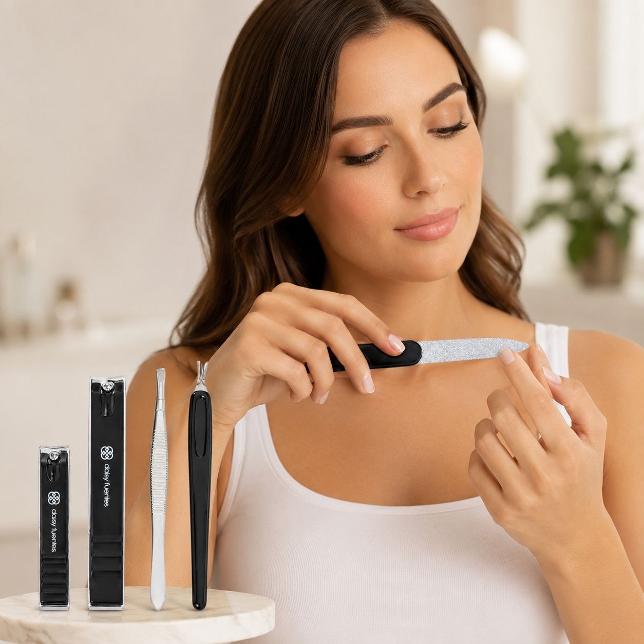 SET DE MANICURA Y PEDICURA CON ESTUCHE DE VIAJE DAISY FUENTES 6PCS