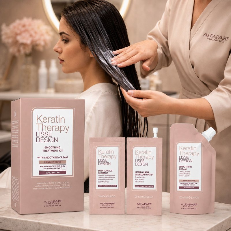 SET DE 3 PCS DE TRATAMIENTO ALISADOR PROGRESIVO CON KERATINA, ACEITE DE BABASU ANTIFRIZZ ALFAPARF