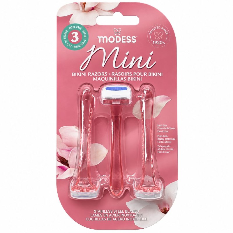 SET DE RASURADORAS AFEITADORAS FEMENINAS  CON CUCHILLAS DE ACERO INOXIDABLE MODESS 3PCS