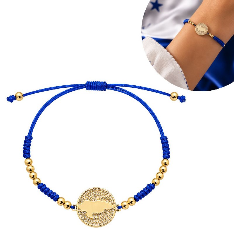 PULSERA DE ENCHAPE ELASTICA PARA DAMA CON DISEÑO DE HONDURAS