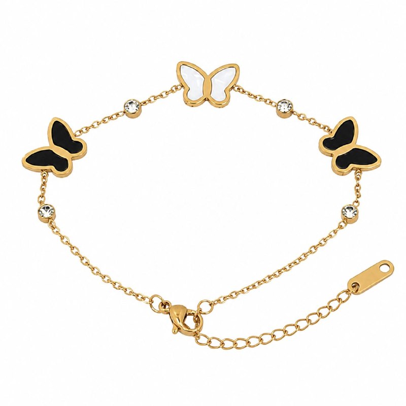 PULSERA DE ENCHAPE PARA DAMA CON DISEÑO DE MARIPOSA 23.8CM