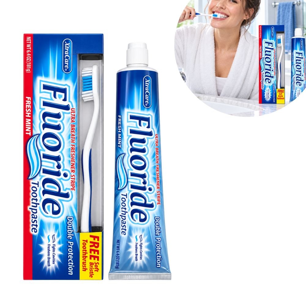 CREMA DENTAL CON FLÚOR FRESH MINT Y CEPILLO DENTAL XTRACARE 181G