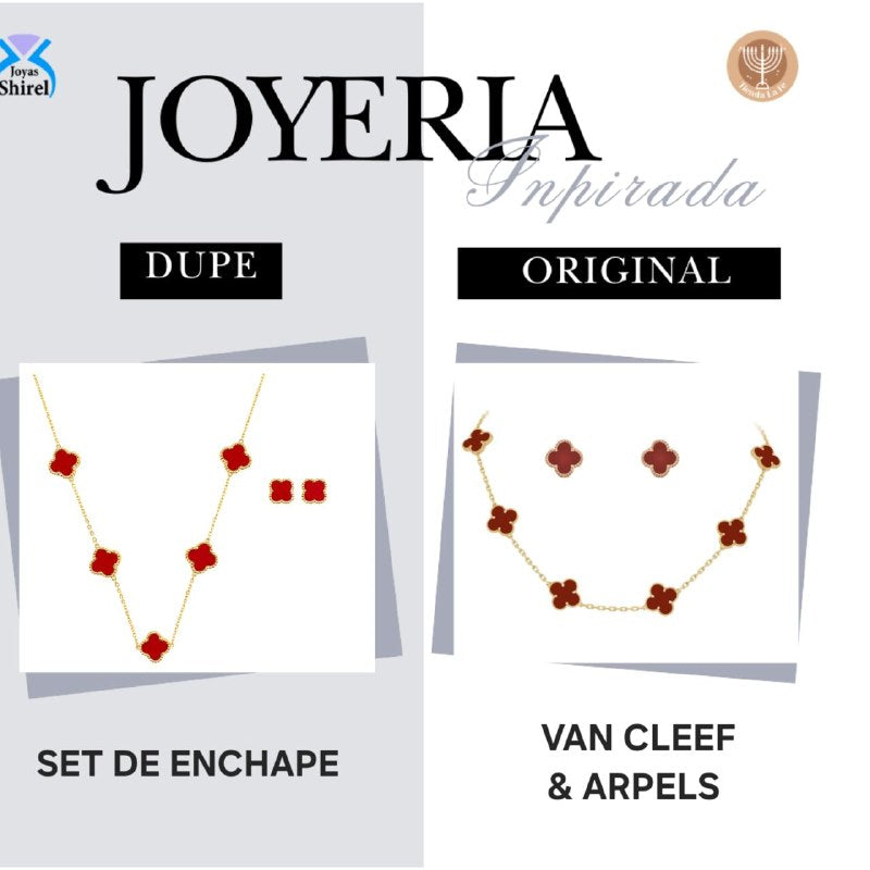 SET DE ENCHAPE PARA DAMA CON DISEÑO DE FLOR (DUPE DE VAN CLEEF)