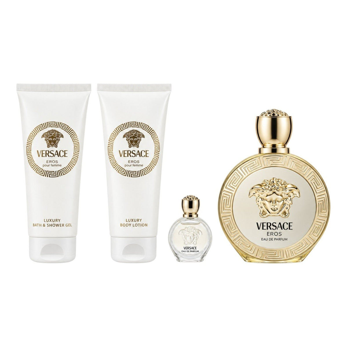 SET VERSACE EROS POUR FEMME EDP 100ML EDP 5ML CREMA CORPORAL 100ML GEL DE DUCHA 100ML (M)