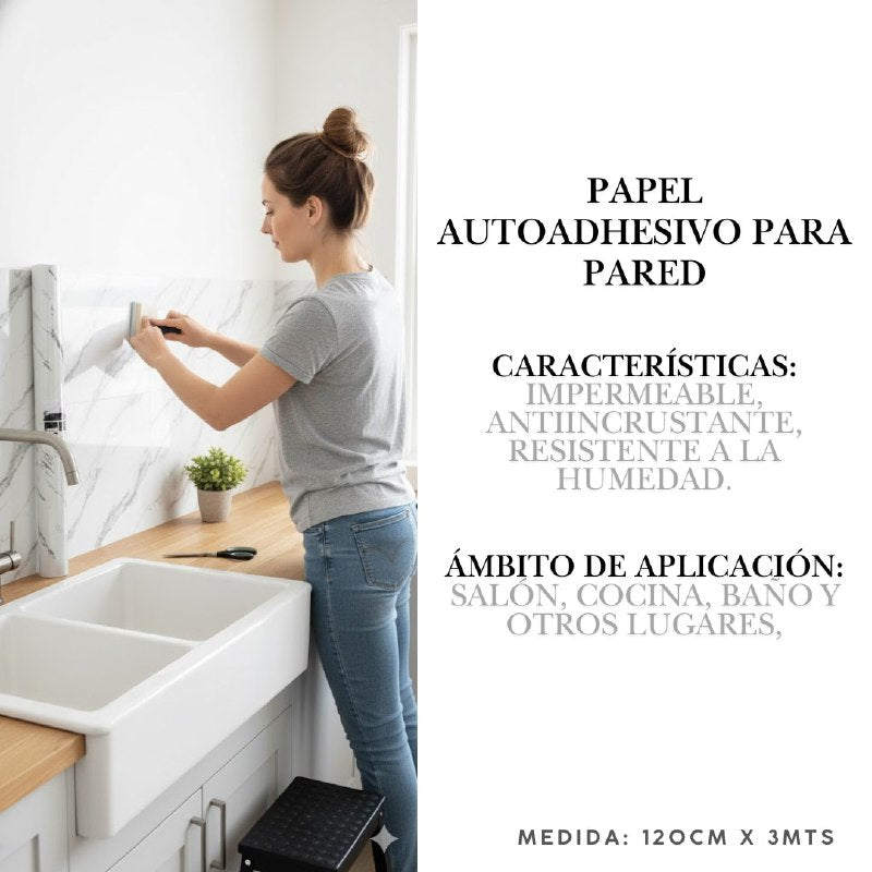 DECORACION PAPEL TAPIZ DE PVC ADHESIVO TIPO MARMOL PARA PARED ELEGANTE Y FACIL DE LIMPIAR 120CMX3MTS