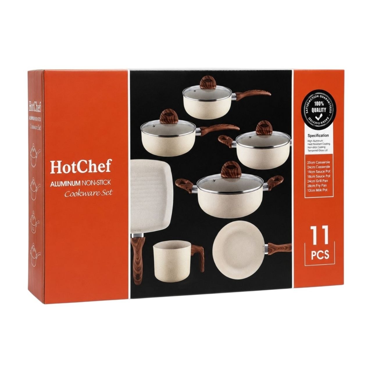 JUEGO DE UTENSILIOS DE COCINA CON RECUBRIMIENTO ANTIADHERENTE HOTCHEF 11 PZAS