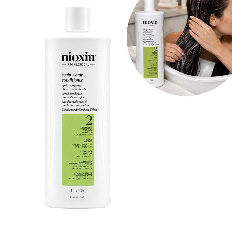 ACONDICIONADOR REVITALIZANTE, DENSIFICADOR E HIDRATANTE PARA CABELLO DELGADO CON NIACINAMIDA Y ACEITE DE MENTA NIOXIN 1000ML