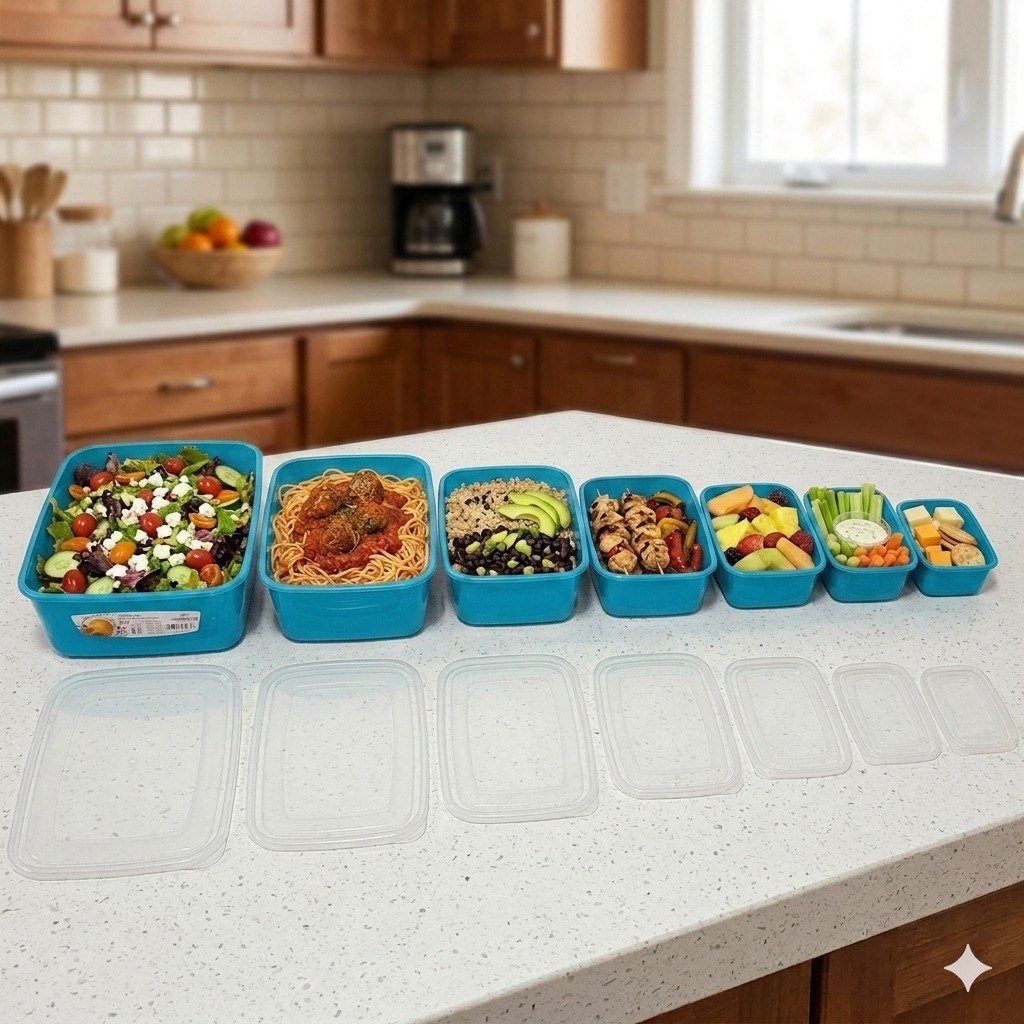 SET DE RECIPIENTES PANAS PARA ALIMENTOS HERMETICOS APILABLES 7PCS PRINCEWARE