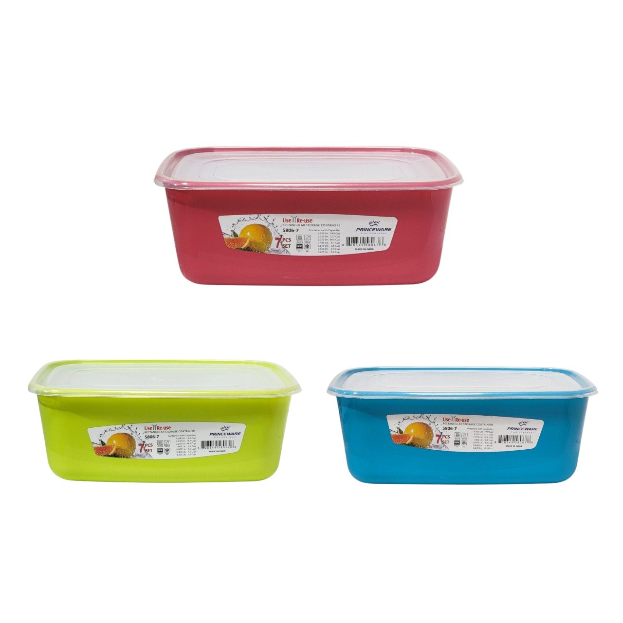 SET DE RECIPIENTES PANAS PARA ALIMENTOS HERMETICOS APILABLES 7PCS PRINCEWARE