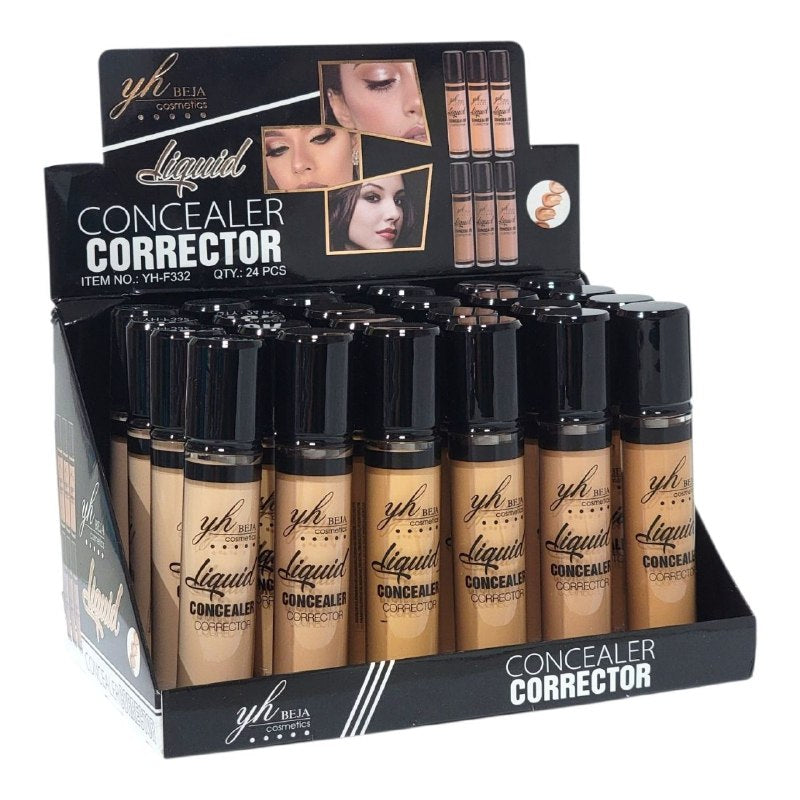 CORRECTOR LÍQUIDO ALTA COBERTURA Y ACABADO MATE CUBRE OJERAS, MANCHAS E IMPERFECCIONES 6 TONOS YH BEJA COSMETICS  10ML
