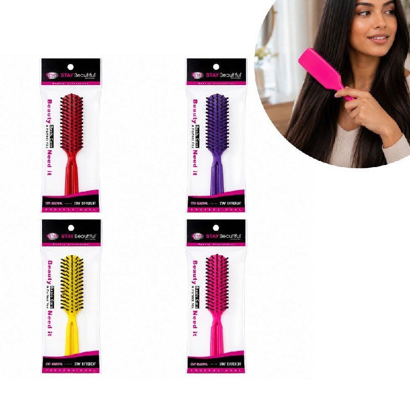 CEPILLO DESENREDANTE PARA CABELLO ERGONOMICO CON CERDAS DE NYLON STAY BEAUTIFUL