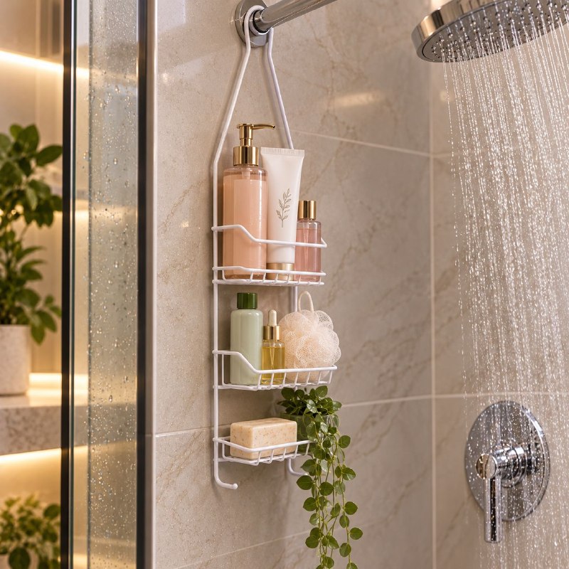 ESTANTE ORGANIZADOR COLGANTE PARA BAÑO DE 3 NIVELES